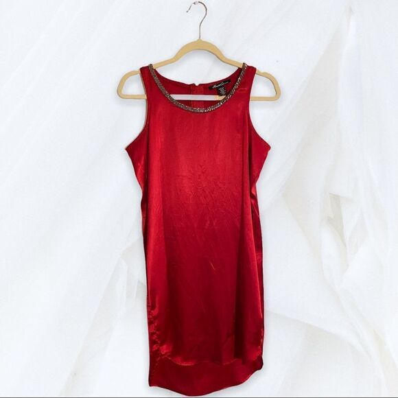 Vintage Kenneth Cole (S) Red Satin Sleeveless Dress - Picture 2 of 5